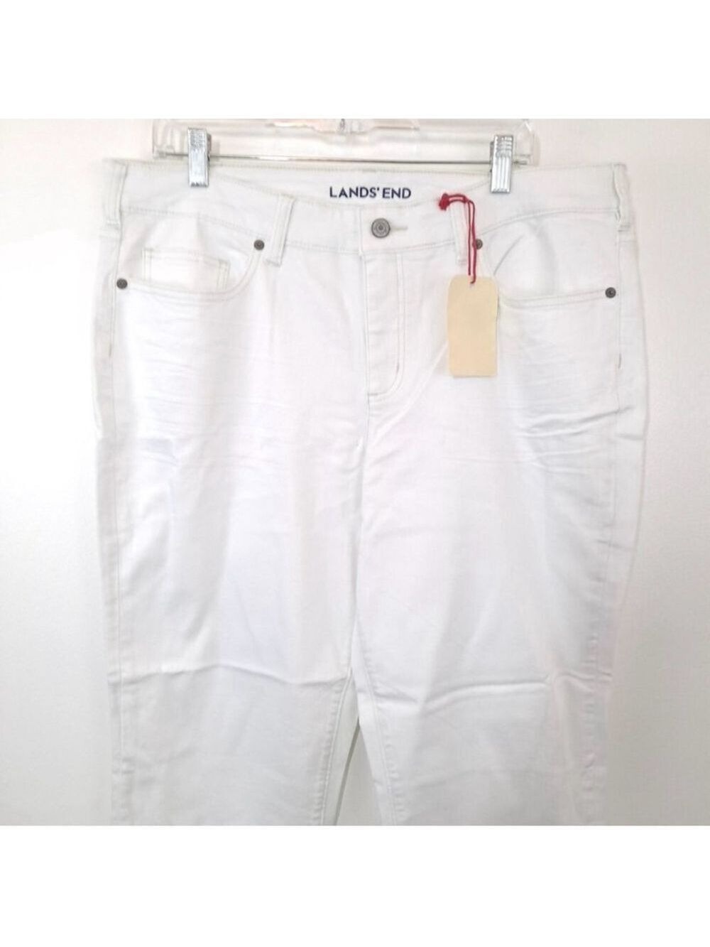 NWT Lands’ End White Mid Rise Slim Denim Jeans Size 18W